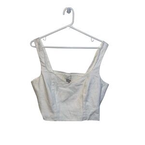 A New Day White Linen-Blend Crop Top, Women’s Large, Perfect for Summer NWT